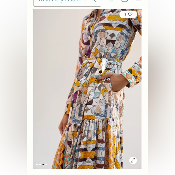 Anthropologie Flounced Abstract Multicolor Maxi Dress Medium - Picture 3 of 8